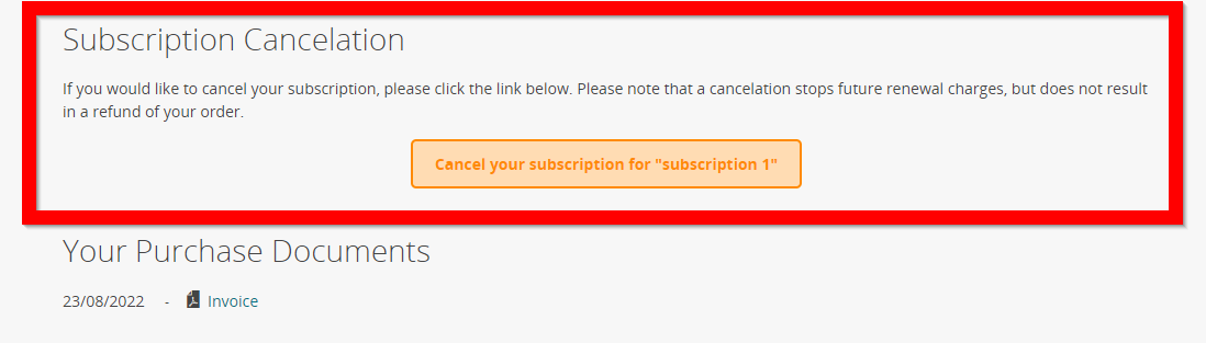 Subscription cancelation